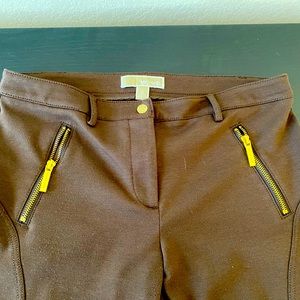 Michael Michael Kors Brown Riding Stretch Pants Size 10 with Gold accents